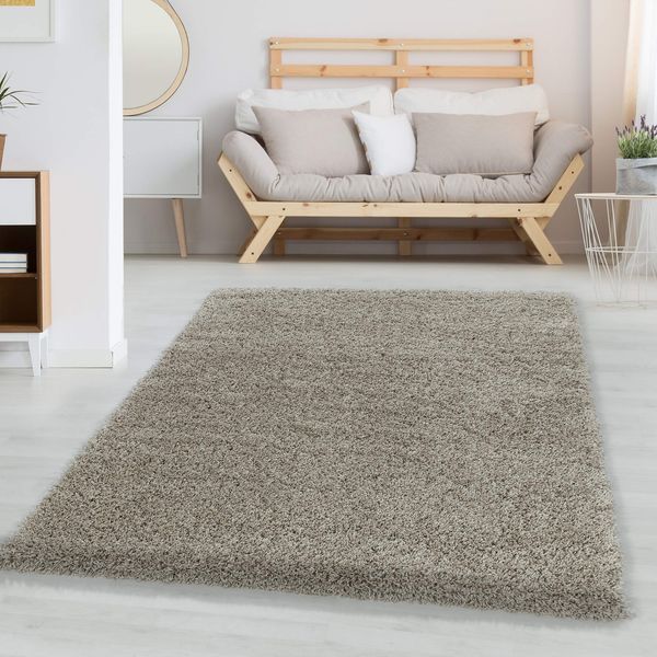 Carpetsale24 Shaggy Hochflor Teppich 60x110 cm Natur weich flauschig modern einfarbig Für Flur oder kleine Räume für Wohnzimmer Schlafzimmer Flur