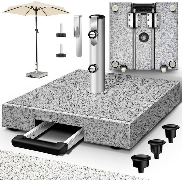 tillvex Sonnenschirm tillvex Granit Sonnenschirmständer, Balkonschirmständer für Schirmstöcke 16-48 mm & 300cm Schirmdurchmesser, Sonnenschirm, Granit Sonnenschirmständer