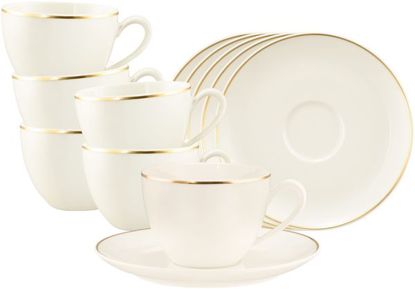 Seltmann Weiden Savona Kaffeetasse mit Untertasse 270 ml Goldlinie 6er Set
