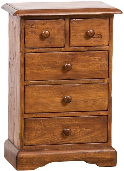 Biscottini Nachttisch weiß Shabby 75 x 52 x 31 cm Made in Italy – Nachttisch für Schlafzimmer Country – Vintage Nachttisch mit 5 Schubladen – hoher Nachttisch