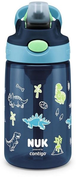 NUK Trinkflasche NUK Contigo Straw Cup 420ml – Strohhalm, Dinos Motiv, BPA-frei