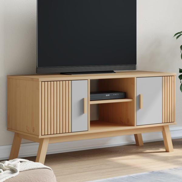 vidaXL TV-Schrank OLDEN Grau und Braun 114x43x57 cm Massivholz Kiefer 358601