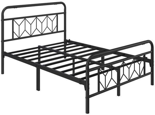 Yaheetech Metallbett, Vintage Bettrahmen mit Hohem Kopfteil, Bettgestell