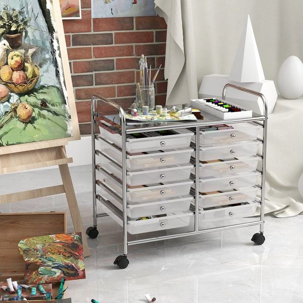 COSTWAY Rollcontainer, mit Schubladen Kunststoff, Rollwagen mit Rollen