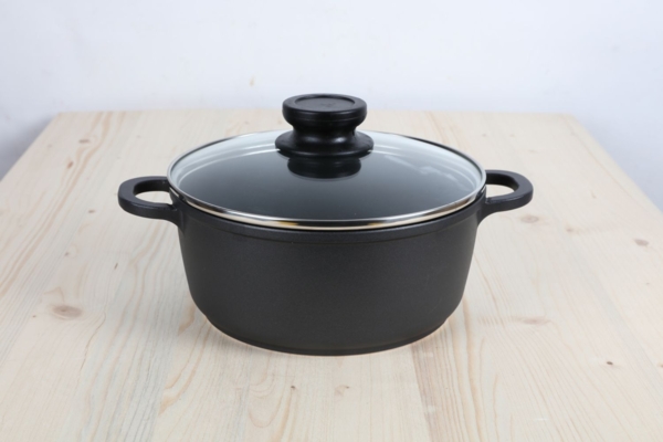 Aluguss Kochtopf 2,3L 20cm Glasdeckel Küchen Mahlzeit Induktion Kochen Herd