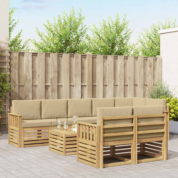 vidaXL Outdoor-Sofagarnitur 8 pcs Weiß und Beige 59 x 59 x 37 cm 3392068