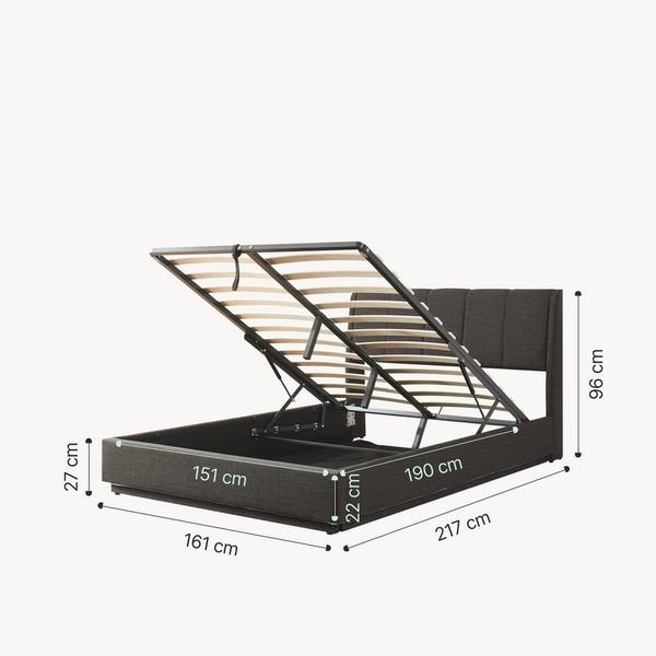 LED Polsterbett Tröstiar mit Matratze 160x200 cm Schwarz [en. casa] Bild 3