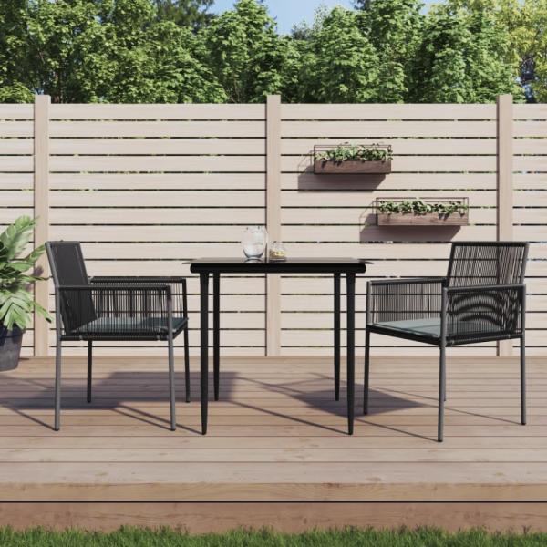 vidaXL Gartenstühle mit Kissen 2 Stk. Schwarz 54 x 60,5 x 83,5 cm 364102