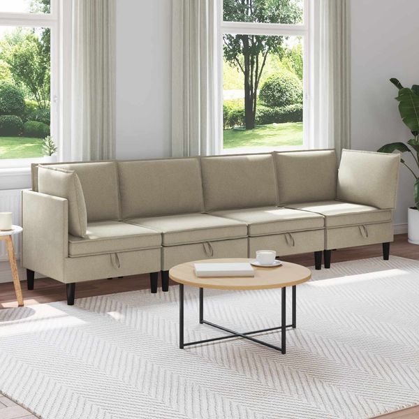 vidaXL Wohnzimmergarnitur 4 pcs Sand Stoff 3413789