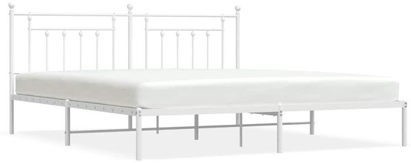 Doppelbett, Bettgestell Modernen mit Kopfteil Metall Weiß 193x203 cm d826e