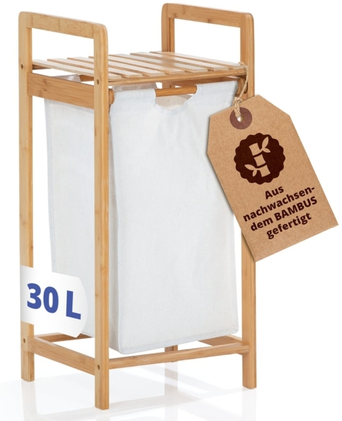 Lumaland Ausziehwäschekorb weiß, mit ausziehbarem Wäschesack, Wasserdicht, 33 x 33 x 73 cm