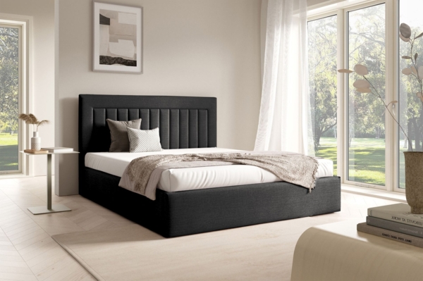 Selsey 'Averin' Polsterbett 180x200 mit Bettkasten, graphit Velours Bild 2