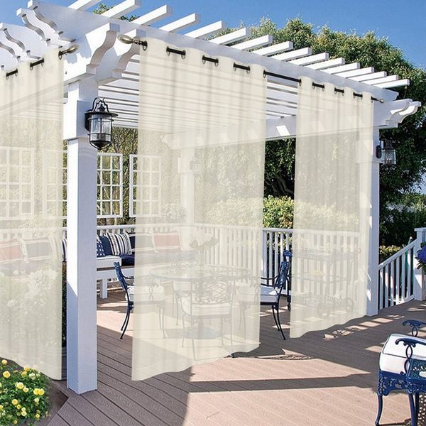 BTTO V&G Outdoorvorhang Wasserdichter Gardinen,Balkon Vorhang,Outdoor Vorhang mit Ösen (4 St), Transparenter Terrassenvorhang