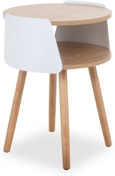 Nachttisch Belina / 300.001743, Echtholz, Holzwerkstoff, Stahl, Weiß, Holzfarben, 40 x 55 x 40 cm