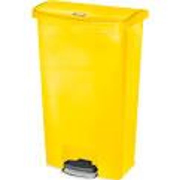 Rubbermaid Commercial Products 1883573 Slim Jim Step On Kunststoff-Tretabfalleimer mit Pedal an der Breitseite, 30 L, Gelb