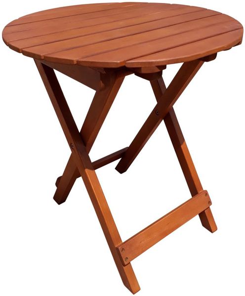 Gartentisch TUCSON rund klappbar - Eukalyptus, Natur, 45x45x50cm | Klapptisch Esstisch Wetterfest Outdoor Tisch