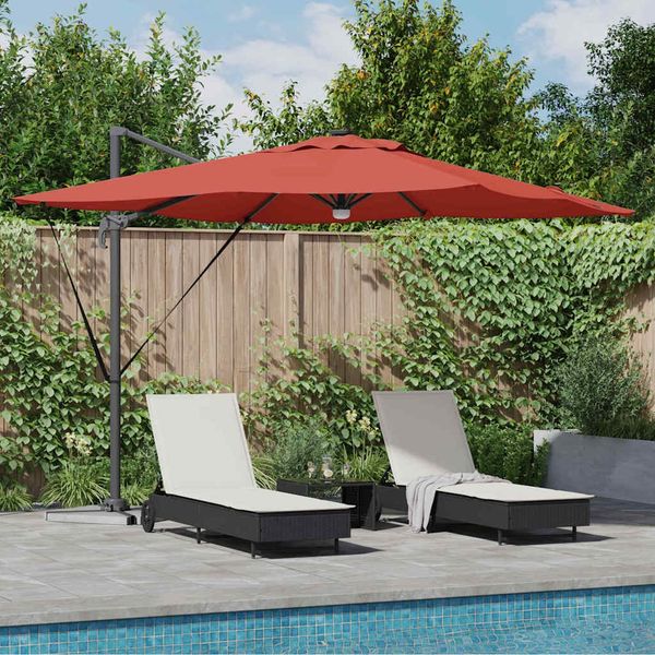 Roma Parasol, Sonnenschirm, Gartenschirm Rot 286 x 284 x 270 cm Aluminium und Polyester