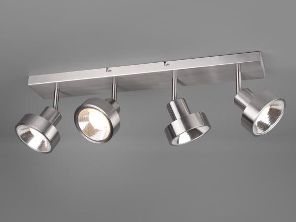 Retro LED Deckenstrahler 4 flammig Silber Spots schwenkbar