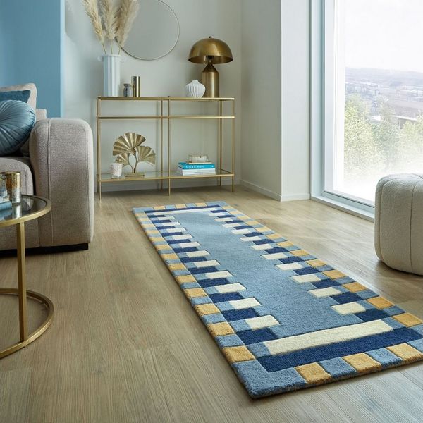 FLAIR RUGS Wollteppich Kai Wool Border, rechteckig, Höhe: 10 mm, Kai Wool Border Läufer Teppich