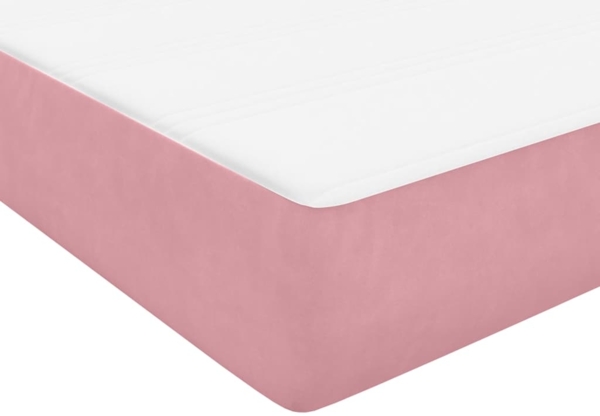 vidaXL Boxspringbett mit Matratze Rosa 80x220 cm Samt 3316334 Bild 8