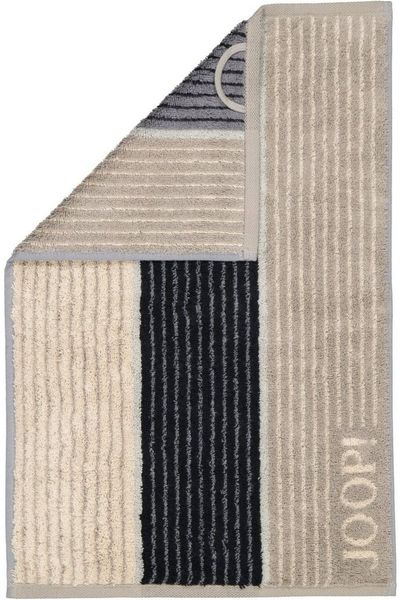 JOOP! Gästetuch - Signature, Walkfrottier, Baumwolle, gestreift Grau 30x50cm