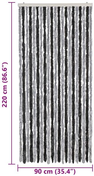 vidaXL Fliegenvorhang Grau und Schwarz 90x220 cm Chenille 377328 Bild 7