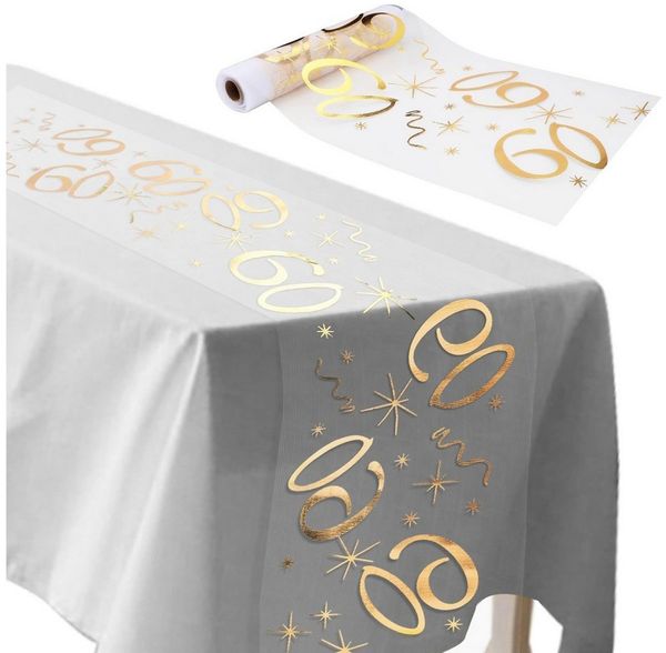 FOUORTUNATE-BEE Tischläufer Tischläufer Tischdeko Geburtstag Zuschneidbar Tischläufer Gold (Männer und Frauen für Geburtstagsparty Jubiläumsfeier, 28 cm x 10 m)