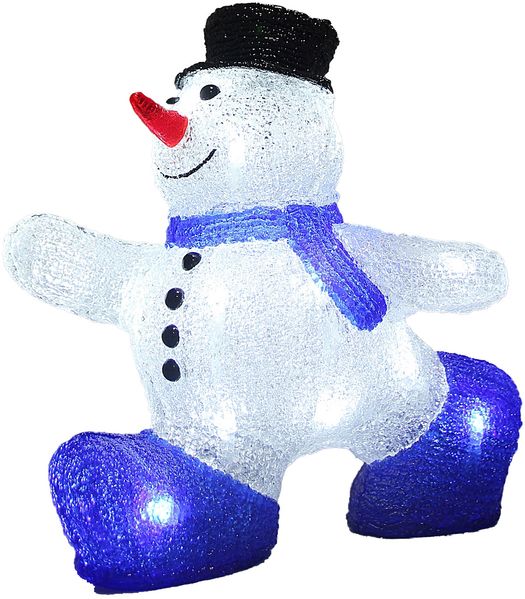 Deuba Schneemann Acryl Figur Außen beleuchtet Weihnachtsdeko Weihnachten Weihnachtsfigur