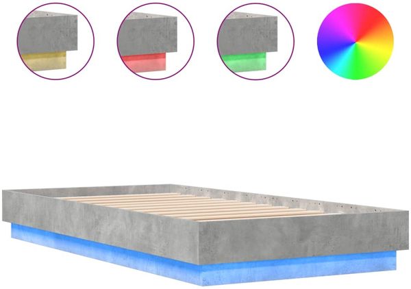 Einzelbettgestell Design für Erwachsene mit LED Betongrau 75x190 cm d3439e
