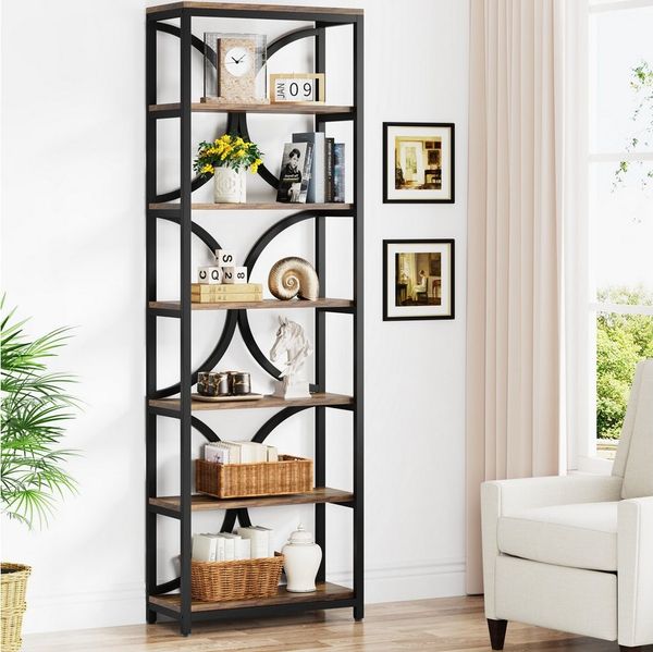 Tribesigns Bücherregal mit 6 Ebenen, 200 cm industrielles Aufbewahrungs Lagerregalen
