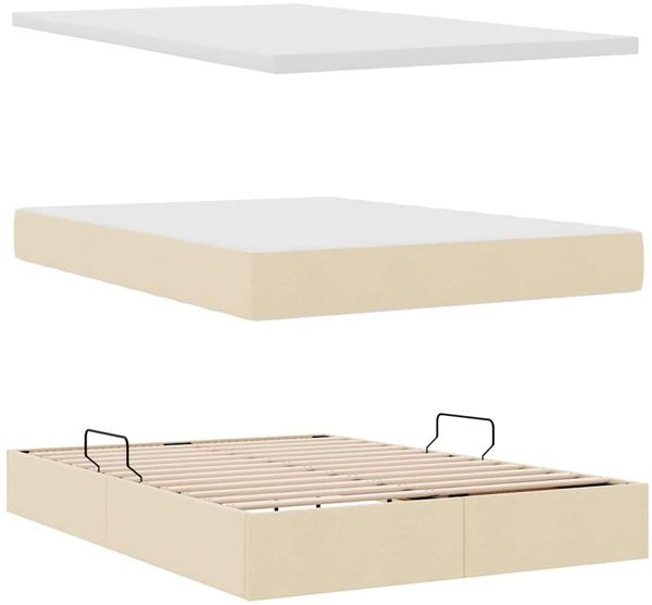vidaXL Bett mit Stauraum und LED mit Matratze Creme 140 x 200 cm Stoff 3371152 Bild 9
