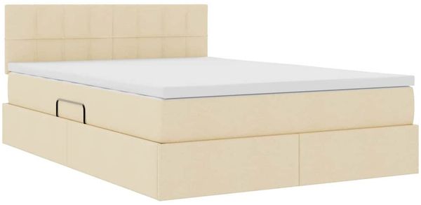 vidaXL Bett mit Stauraum und LED mit Matratze Creme 140 x 200 cm Stoff 3371152 Bild 6