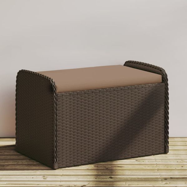 vidaXL Sitzbank mit Stauraum & Kissen Braun 80x51x52 cm Poly Rattan 365732
