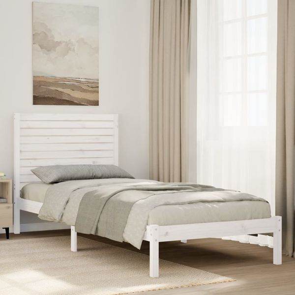 vidaXL Massivholzbett Extra Lang ohne Matratze Weiß 90x210 cm 3309296