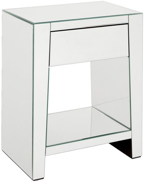XORA 'WANDA' Nachtkommode, Glas silber, 45 x 55 x 30 cm, mit Schublade