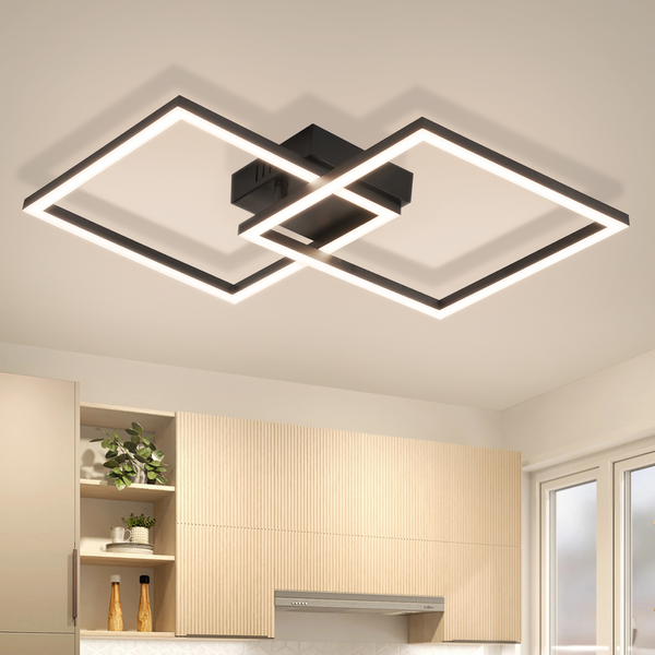 ZMH LED Deckenleuchte 24W Schwarz 4000K Neutralweiß Drehbar Modern Eckig Für Schlafzimmer Wohnzimmer Küche Flur Büro