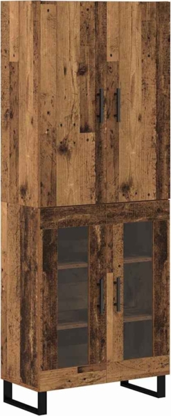 vidaXL Highboard 2 pcs Altholz Engineered Wood und Glas 3403198