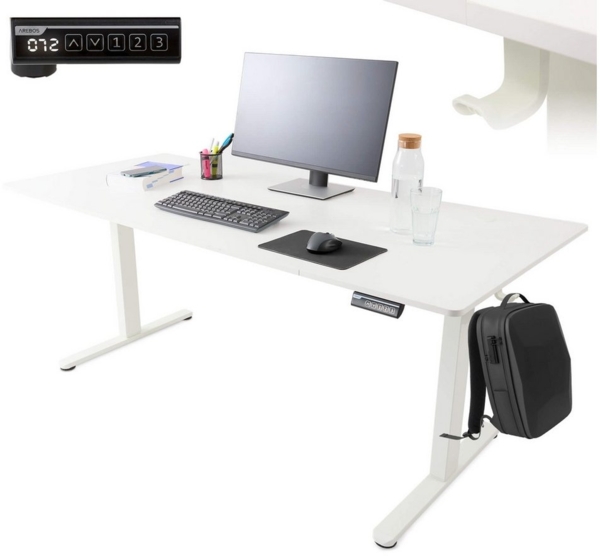 Arebos Schreibtisch Computer-Bürotisch 180 x 80 cm, elektrisch Memory-Funktion, 72-118 cm höhenverstellbar,Hebekapazität: 70 kg