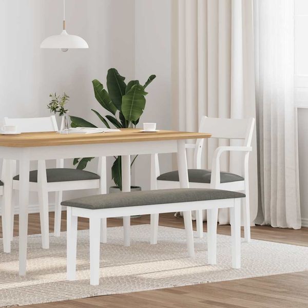 vidaXL Bank 110 cm Weiß Massivholz Gummibaum 4102606