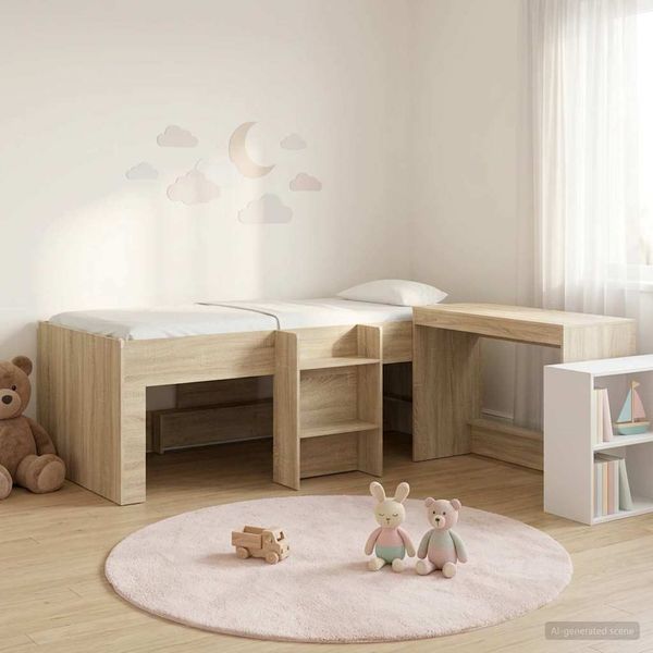 vidaXL Hochbett mit Schreibtisch für Kinder 2 Stk. Sonoma-Eiche 3423456