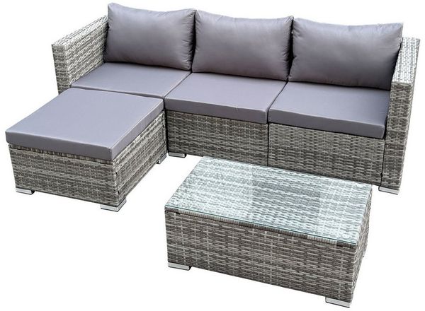 SVITA Loungeset QUEENS, (Set, 5-tlg, Garten-Lounge), verschiedene Stellmöglichkeiten, breite Armlehnen, inkl. Tisch