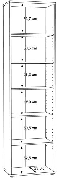 Regal >TEMPRA2< 5 Böden, in Sonoma Eiche Dekor - 54x197,5x34,8cm (BxHxT) Bild 5