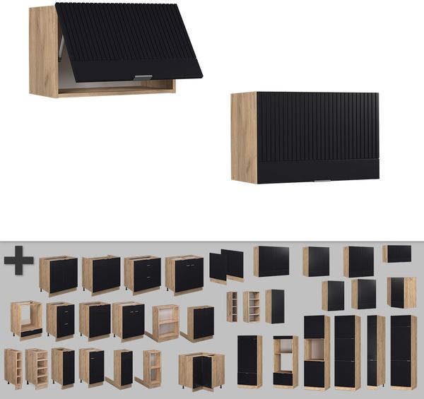 Hängeschrank Fame-Line Schwarz gestreift 60 cm Flach Vicco Bild 5