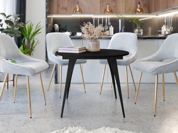 Esstisch Calliso 100, Ausziehbarer, Beine aus Stahl (Farbe: Schwarz) Bild 2