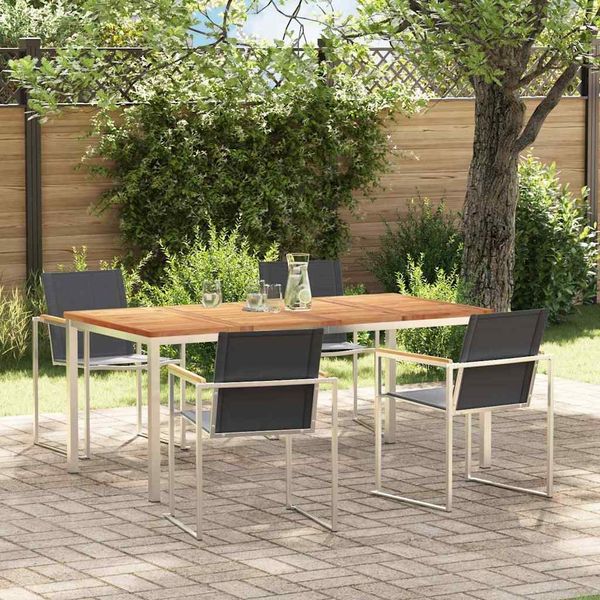vidaXL Garten Essgruppe 5 pcs Massives Teakholz und Edelstahl 3334833