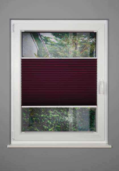 ondeco Plissee nach Maß für alle Fenster innen Montage in Glasleiste mit Spannschuh Sonnenschutz Rollo Sichtschutz Blickdicht - Weinrot - B): 111-120 cm, H): 101-150 cm Bild 2