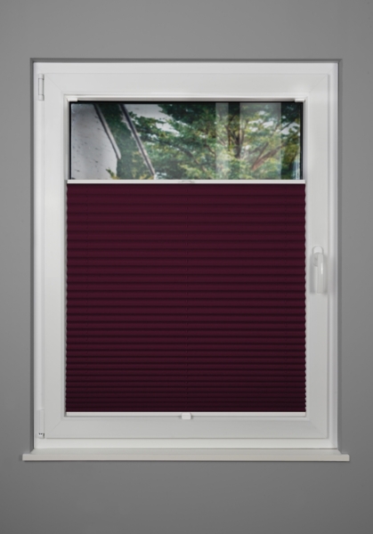 ondeco Plissee nach Maß für alle Fenster innen Montage in Glasleiste mit Spannschuh Sonnenschutz Rollo Sichtschutz Blickdicht - Weinrot - B): 111-120 cm, H): 101-150 cm Bild 3