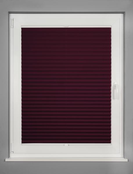 ondeco Plissee nach Maß für alle Fenster innen Montage in Glasleiste mit Spannschuh Sonnenschutz Rollo Sichtschutz Blickdicht - Weinrot - B): 111-120 cm, H): 101-150 cm Bild 4