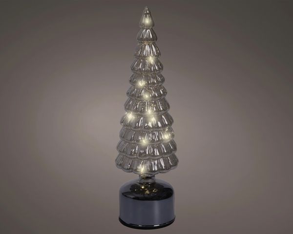 Lumineo LED Tannenbaum batteriebetrieben drehend mit Timer Kunststoff Ø 10 x 34 cm warmweiß grau