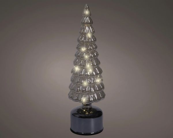 Lumineo LED Tannenbaum batteriebetrieben drehend mit Timer Kunststoff Ø 10 x 34 cm warmweiß grau